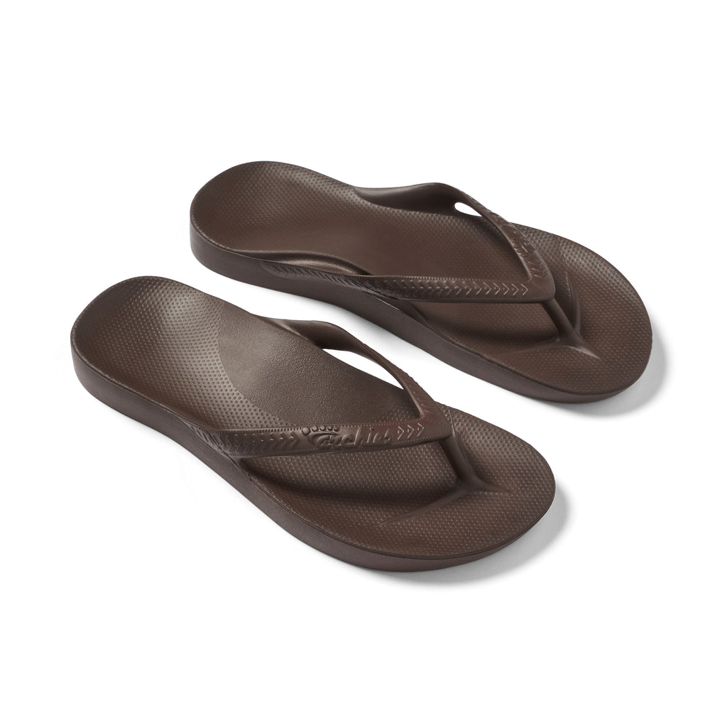 Arch Support Flip Flops - Classic - Brown - Easy Wear Support Slides