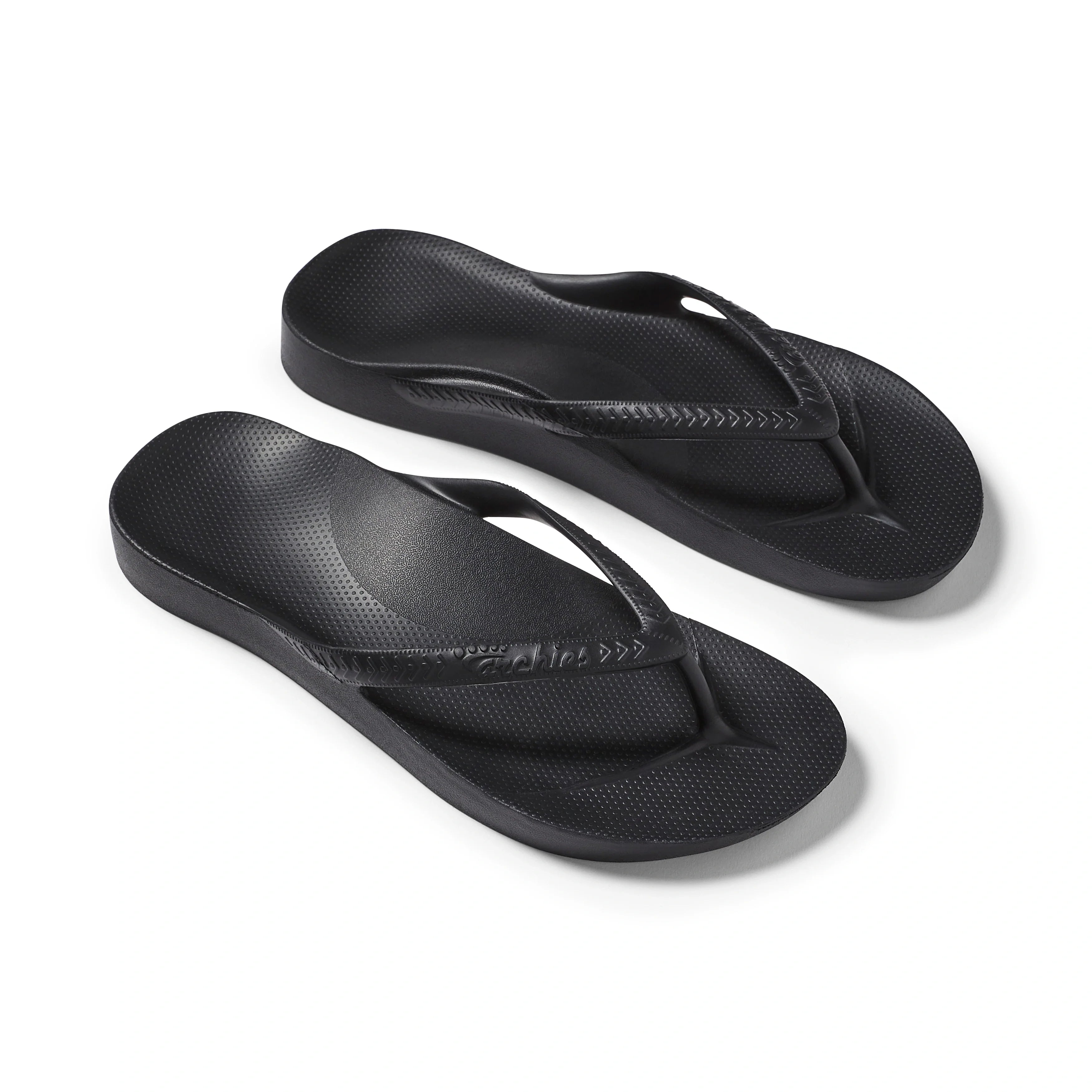 Arch Support Flip Flops - Classic - Black - Cushioned Comfort Slides