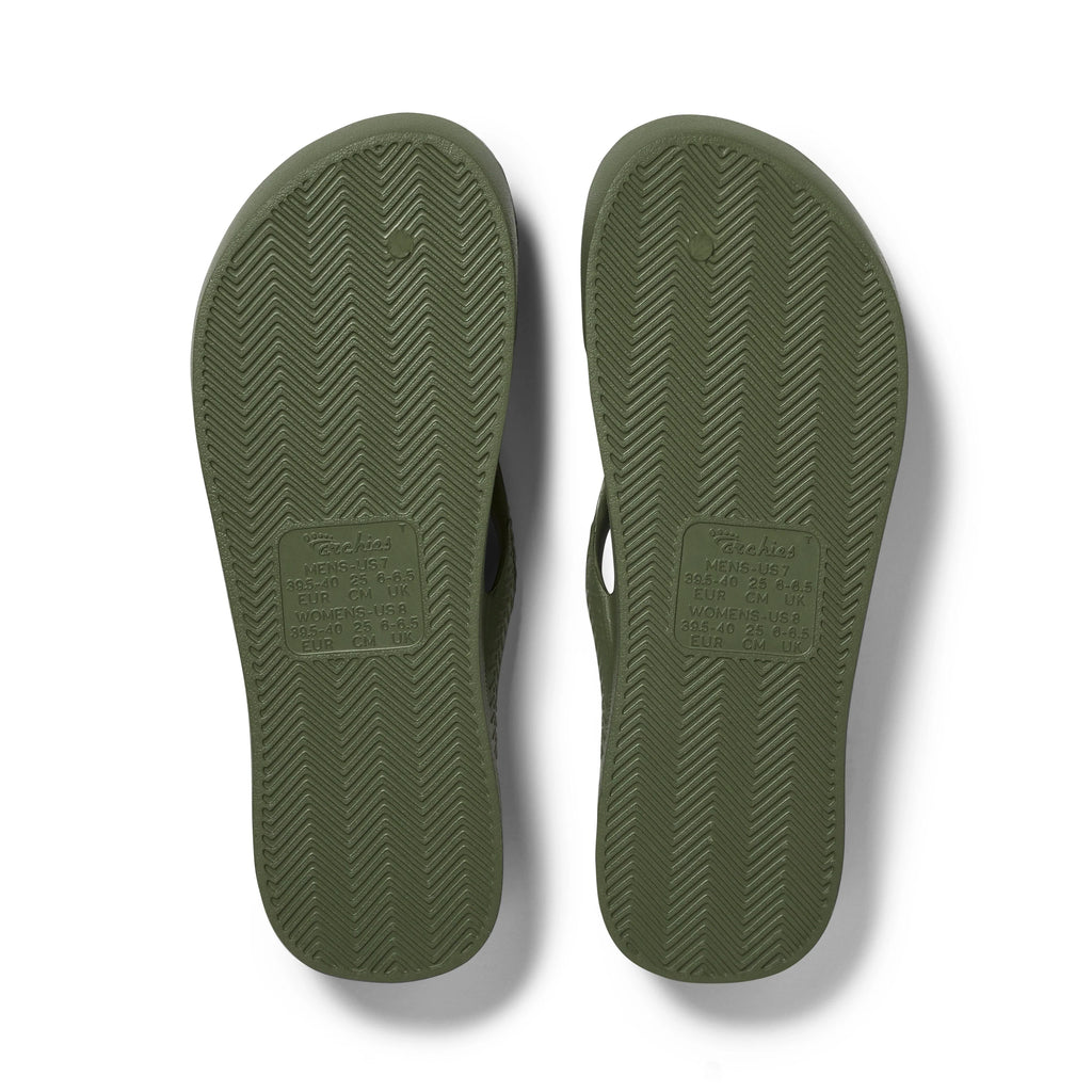 Arch Support Flip Flops - Classic - Olive - Supportive Beach Sandals