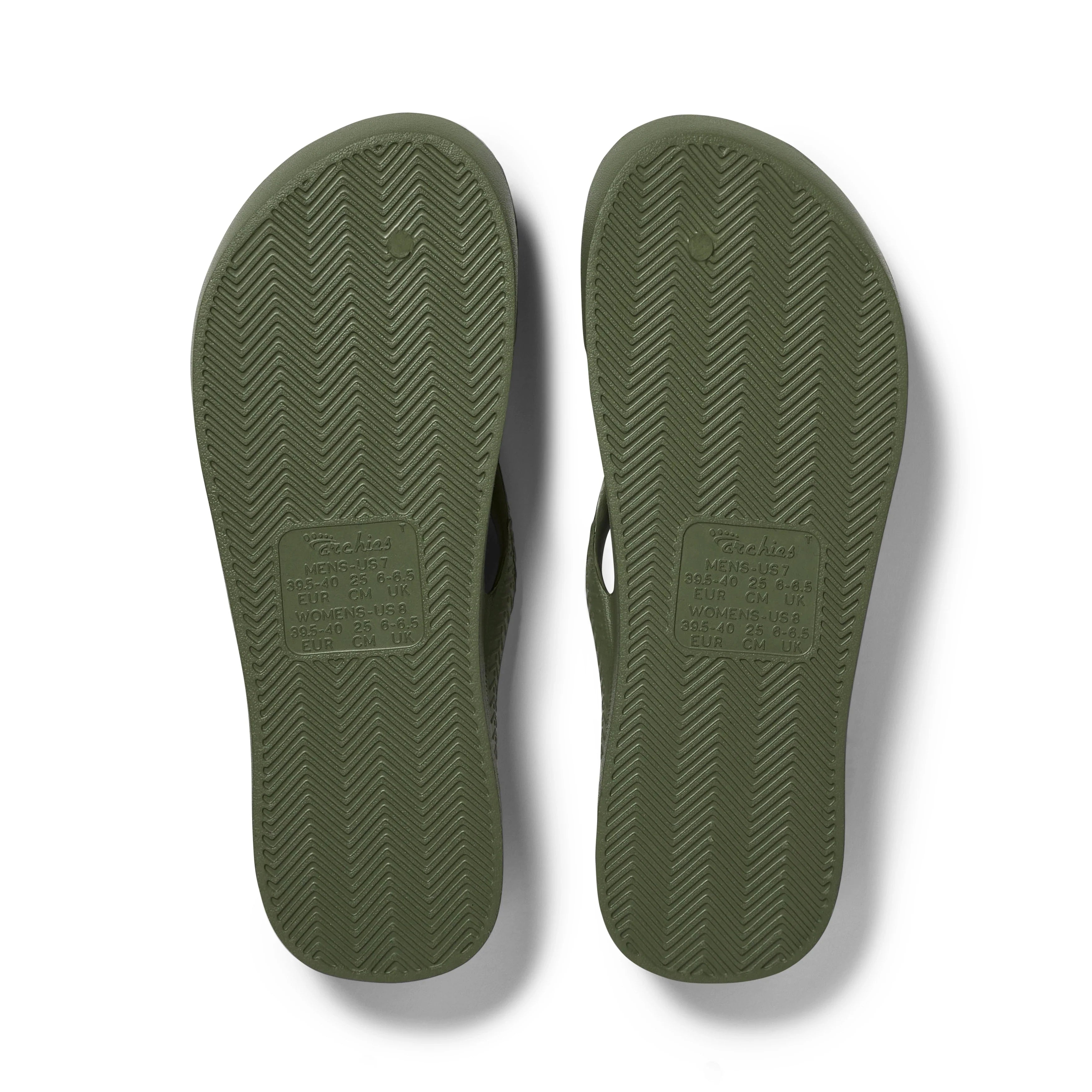 Arch Support Flip Flops - Classic - Olive - Supportive Beach Sandals