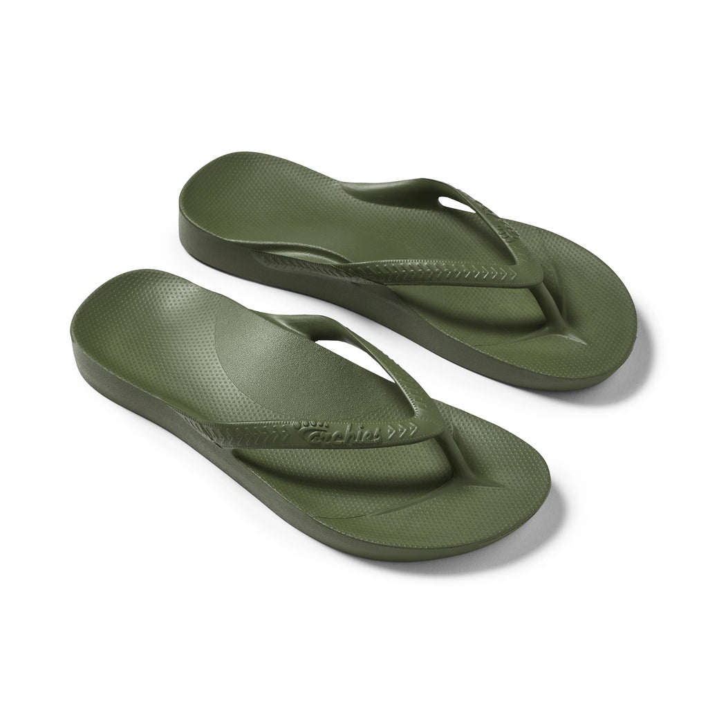 Arch Support Flip Flops - Classic - Olive - Supportive Beach Sandals