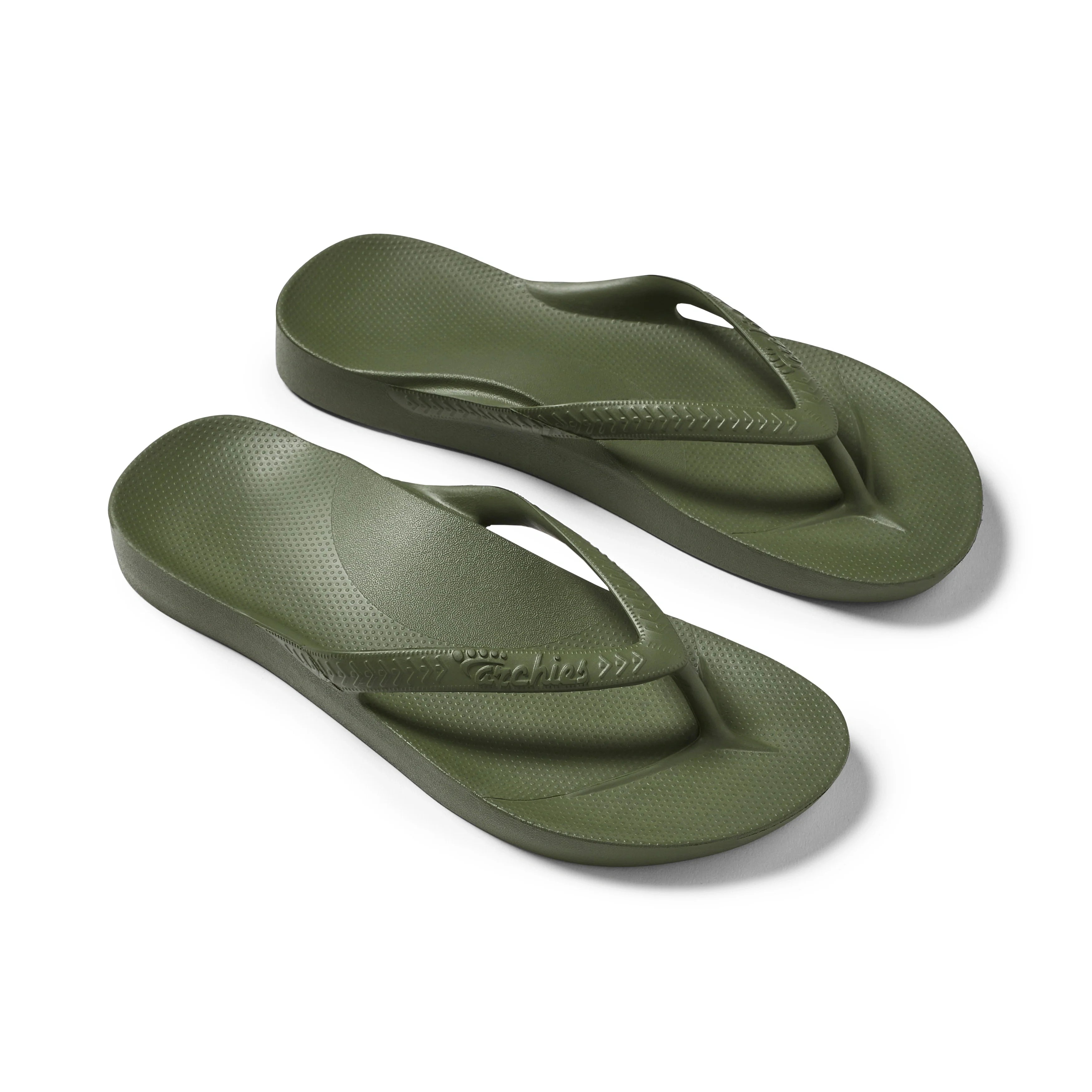 Arch Support Flip Flops - Classic - Olive - Supportive Beach Sandals
