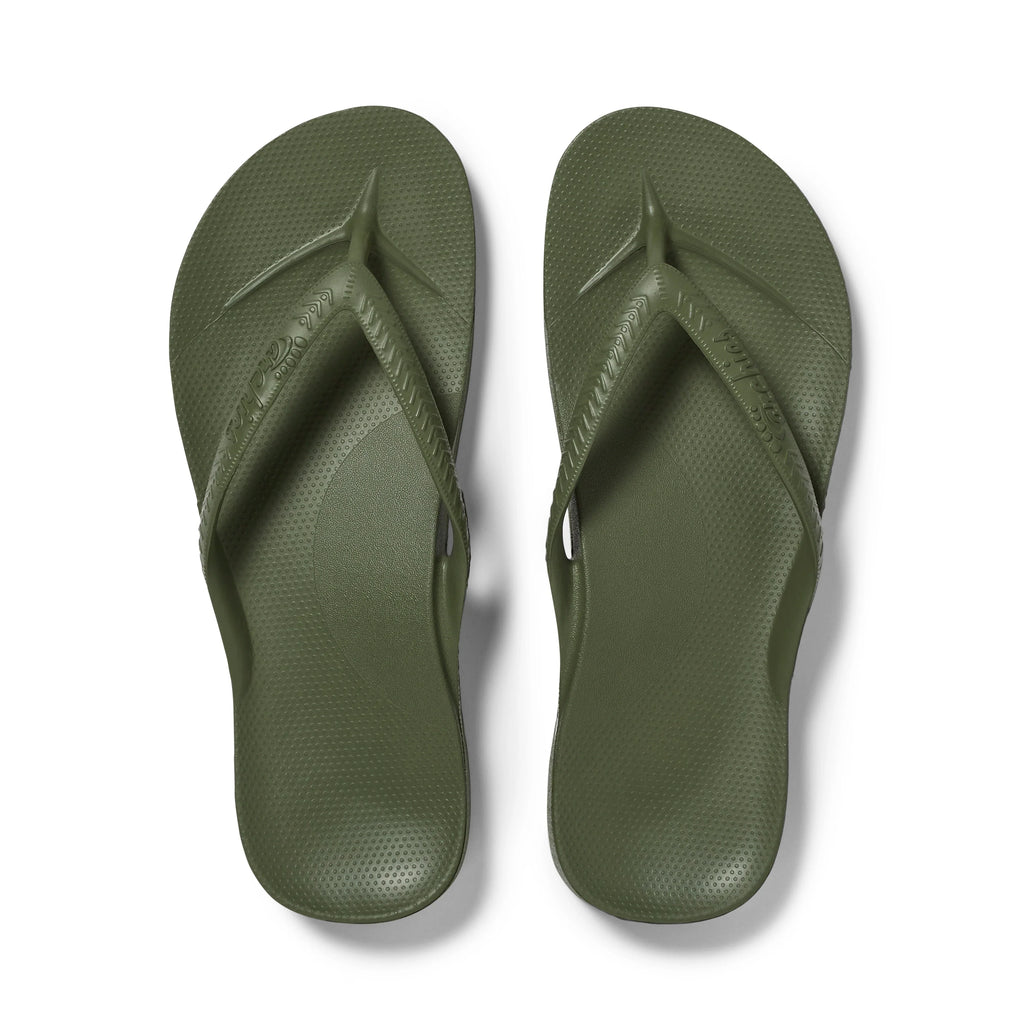 Arch Support Flip Flops - Classic - Olive - Supportive Beach Sandals