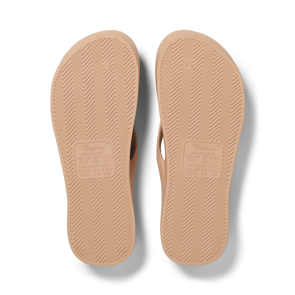Arch Support Flip Flops - Classic - Tan - Daily Everyday Sandals