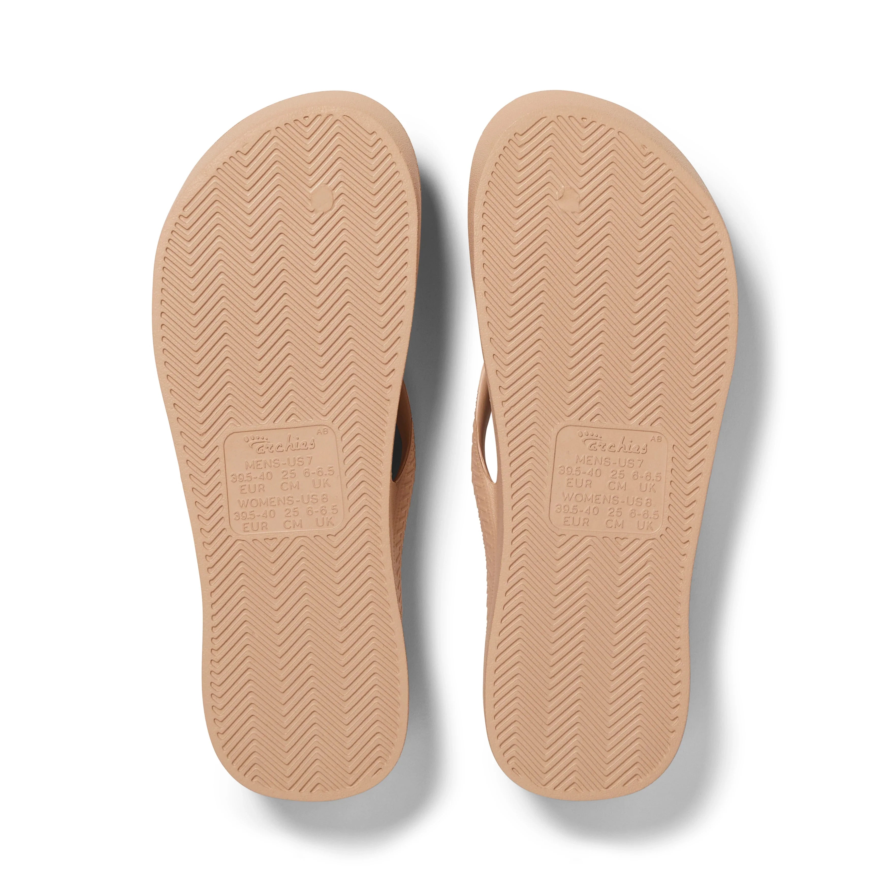 Arch Support Flip Flops - Classic - Tan - Daily Everyday Sandals