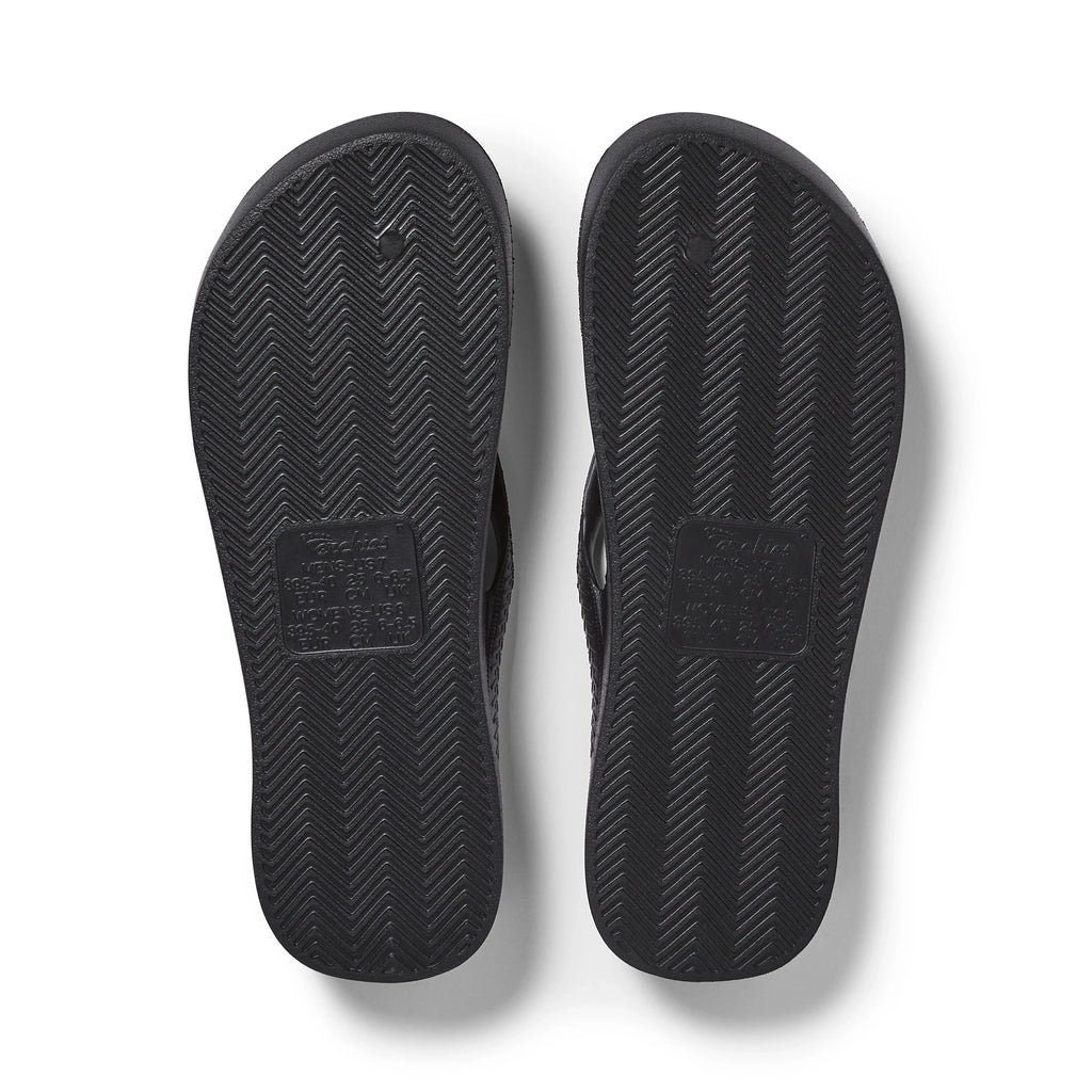 Arch Support Flip Flops - Classic - Black - Cushioned Comfort Slides