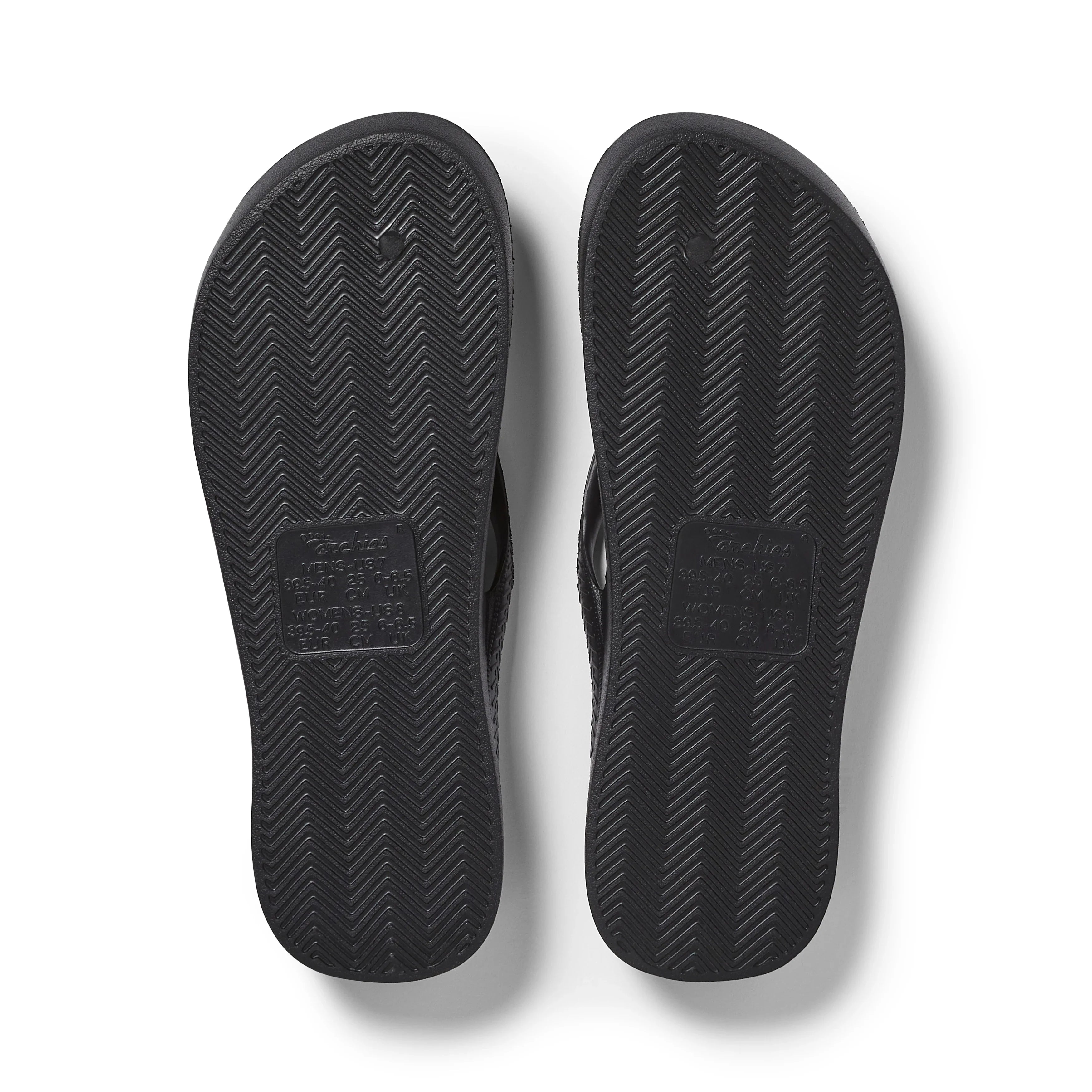 Arch Support Flip Flops - Classic - Black - Cushioned Comfort Slides