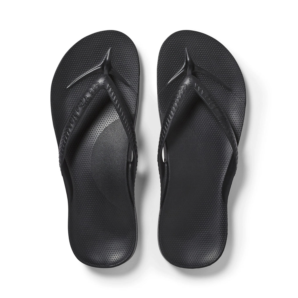 Arch Support Flip Flops - Classic - Black - Cushioned Comfort Slides