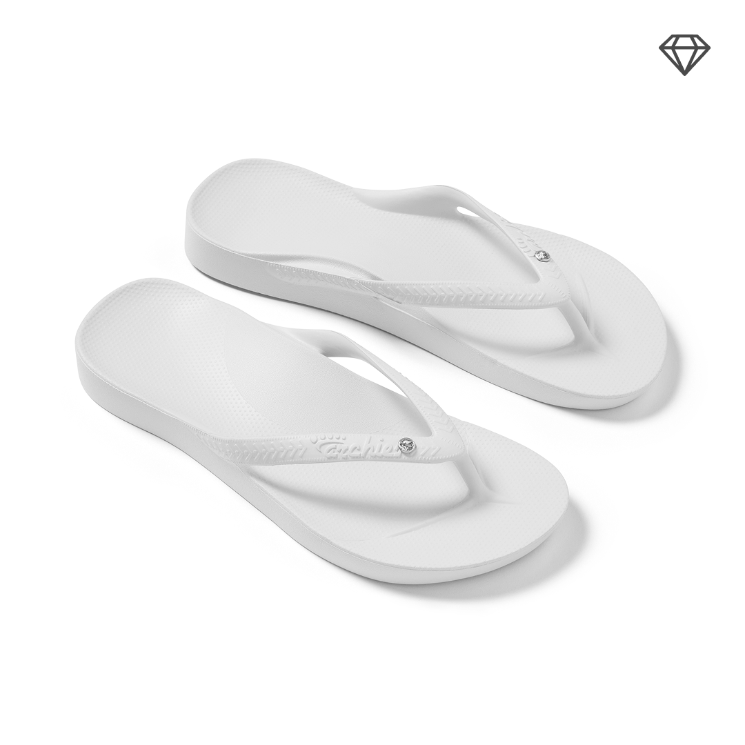 Arch Support Flip Flops - Classic - Crystal White - Walk Ready Travel Sandals