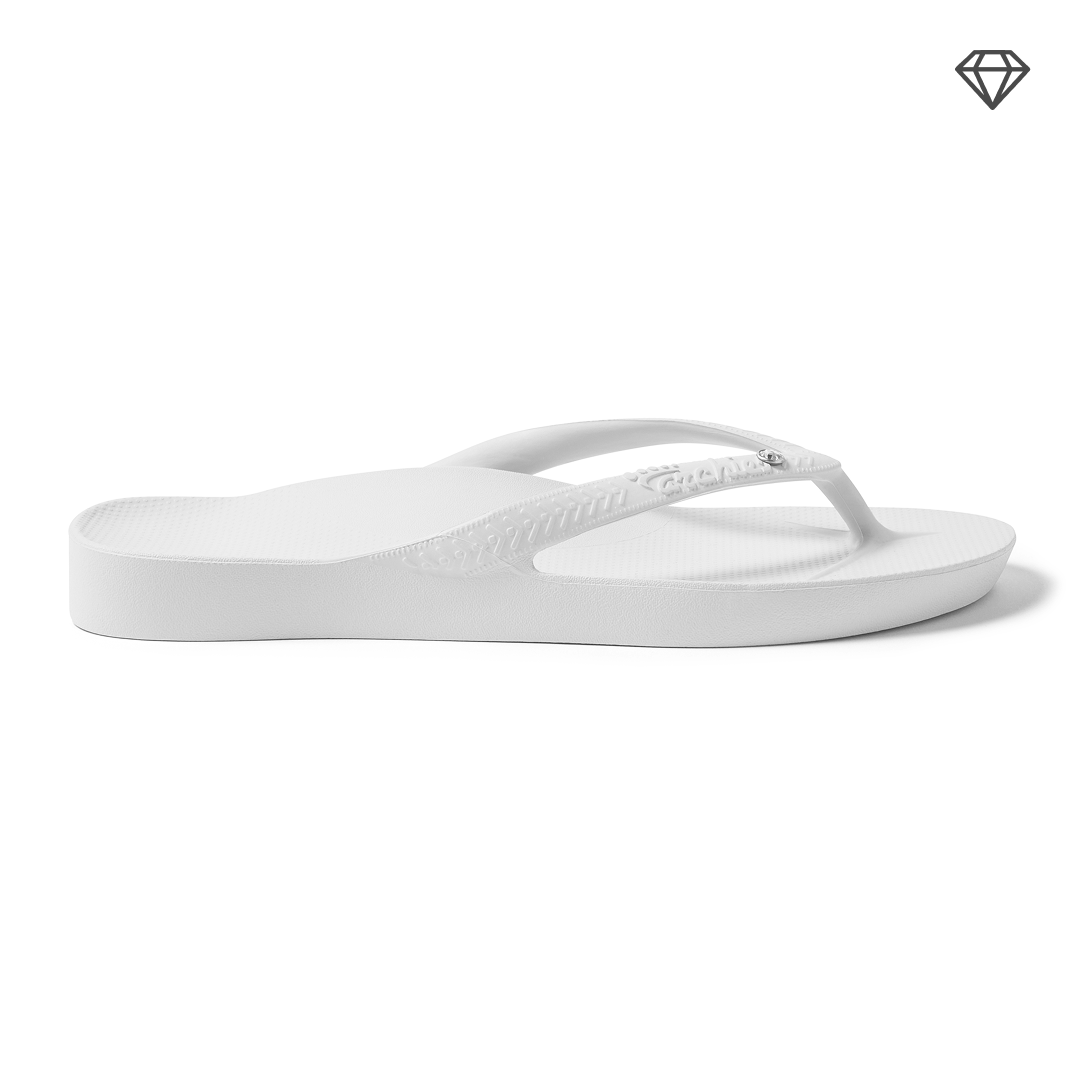 Arch Support Flip Flops - Classic - Crystal White - Walk Ready Travel Sandals