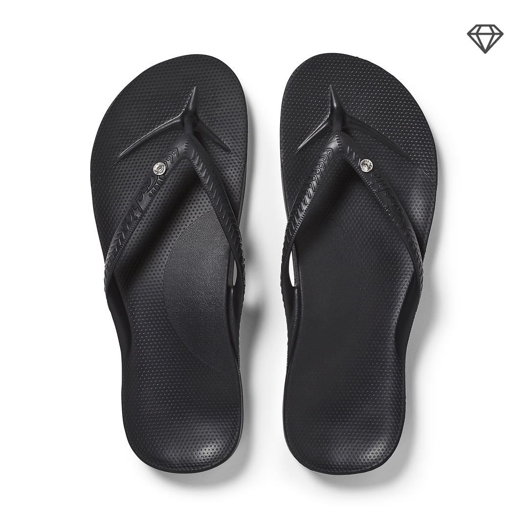 Arch Support Flip Flops - Classic - Crystal Black - Simple Everyday Sandals