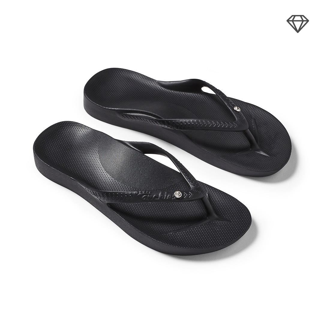 Arch Support Flip Flops - Classic - Crystal Black - Simple Everyday Sandals