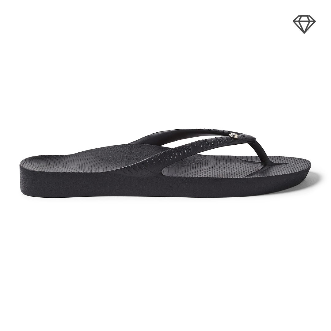 Arch Support Flip Flops - Classic - Crystal Black - Simple Everyday Sandals