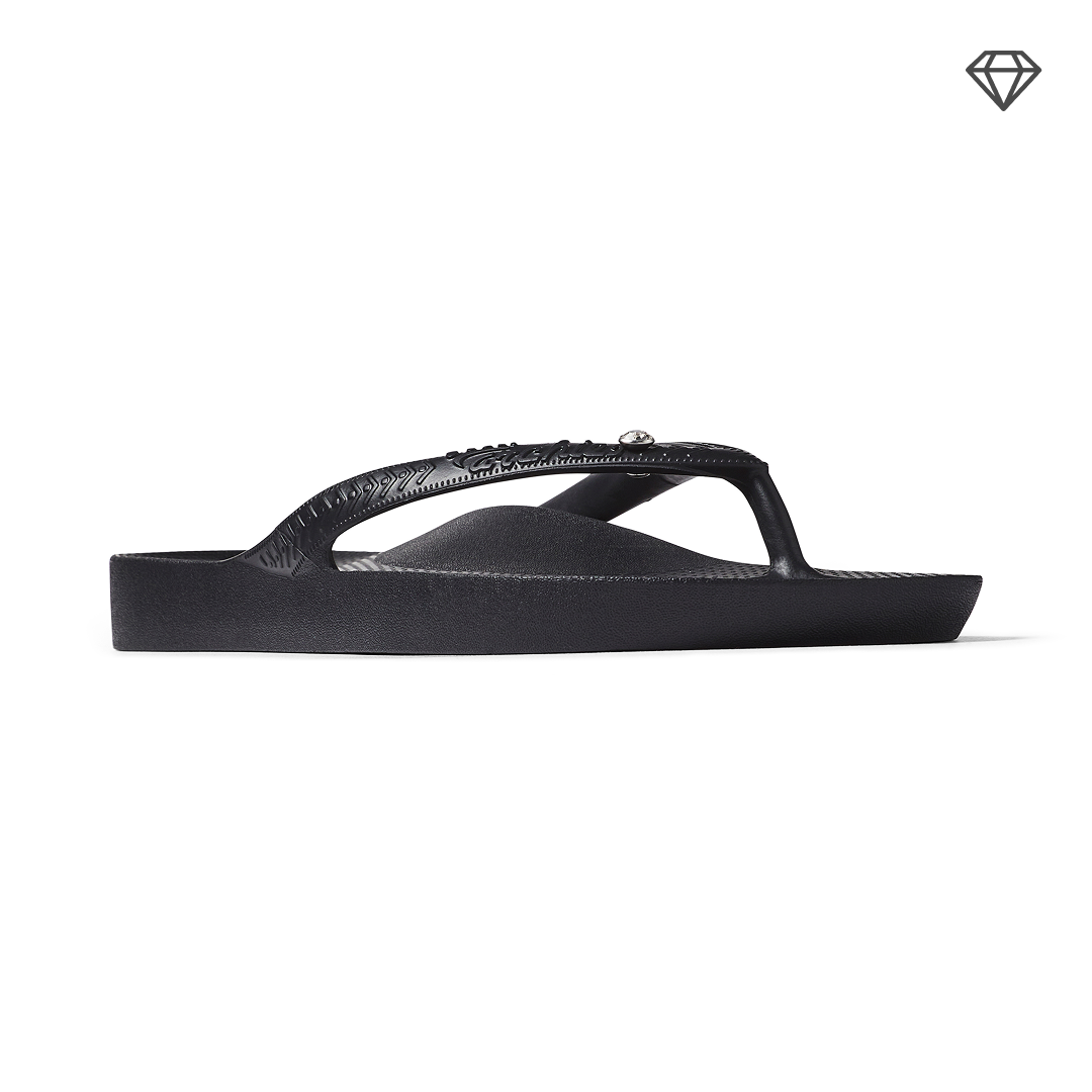 Arch Support Flip Flops - Classic - Crystal Black - Simple Everyday Sandals