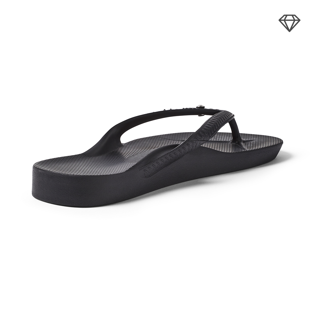 Arch Support Flip Flops - Classic - Crystal Black - Simple Everyday Sandals