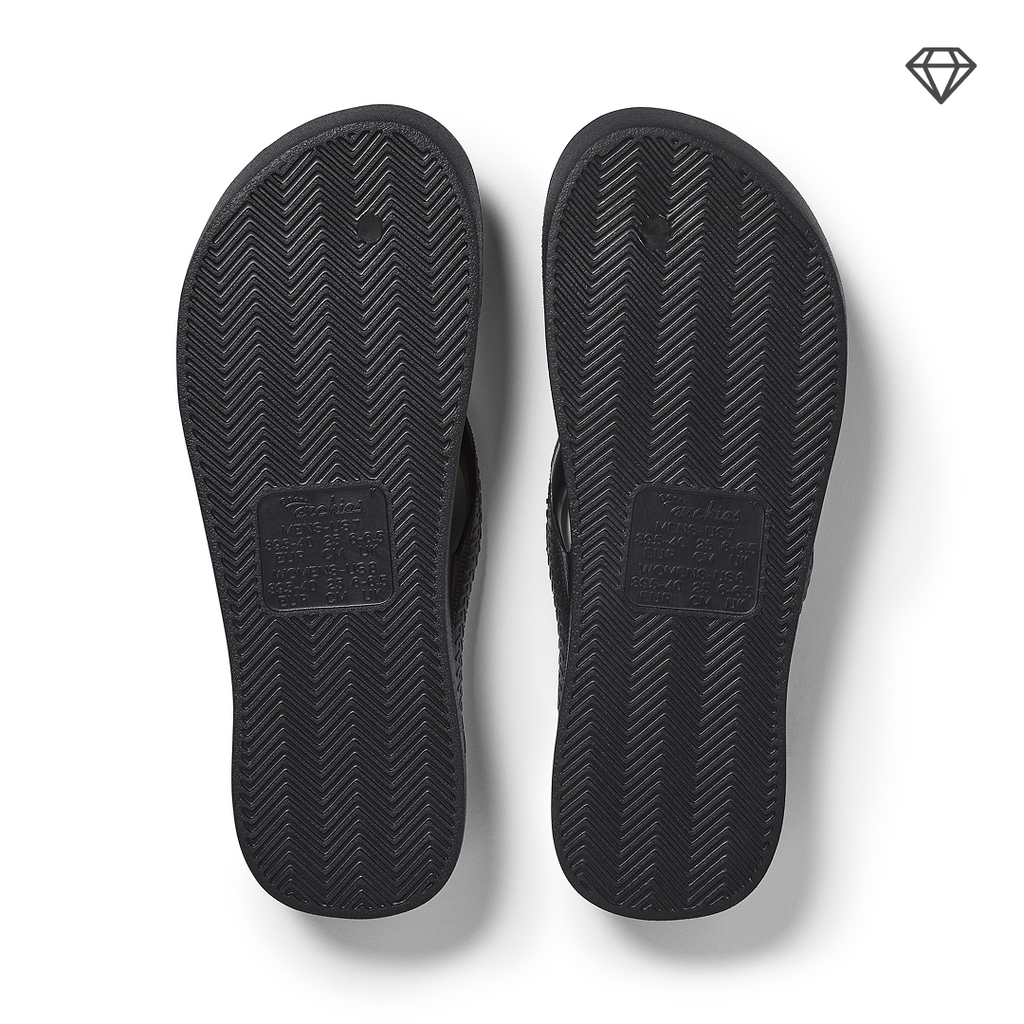Arch Support Flip Flops - Classic - Crystal Black - Simple Everyday Sandals