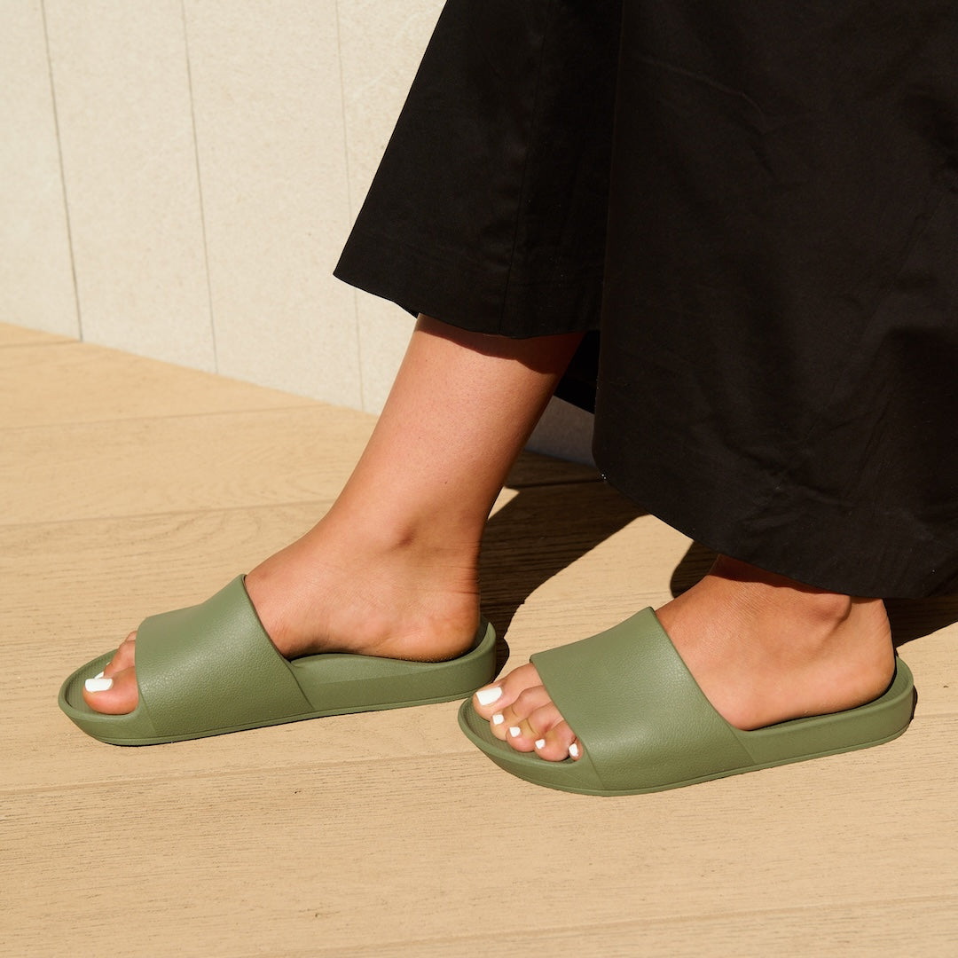 Arch Support Slides - Classic - Olive - Weekend Soft Strap Sandals