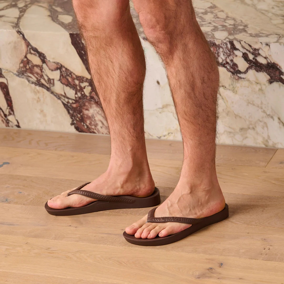 Arch Support Flip Flops - Classic - Brown - Easy Wear Support Slides