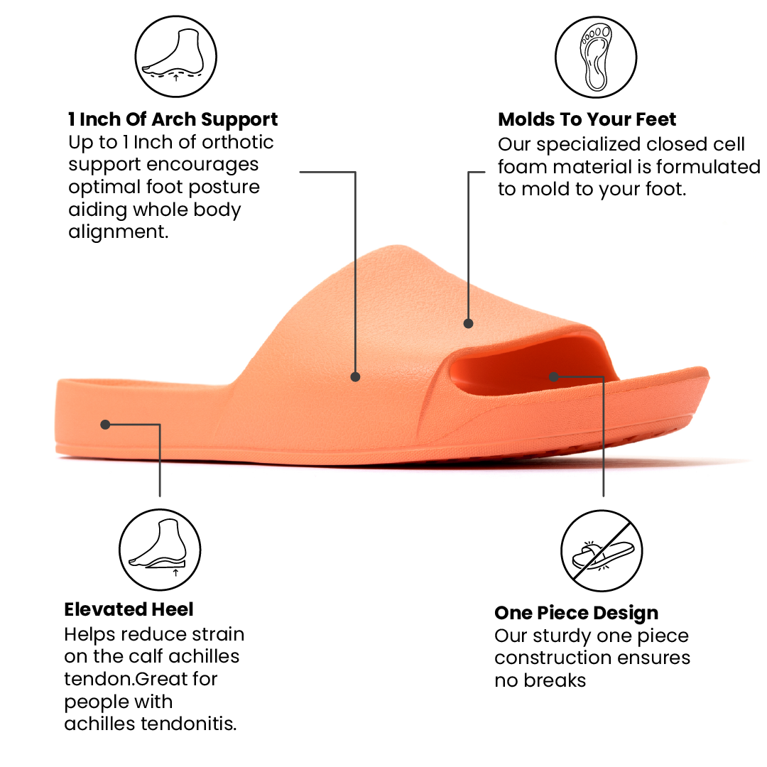 Arch Support Slides - Classic - Peach - Easy Wear Open Toe Sandals
