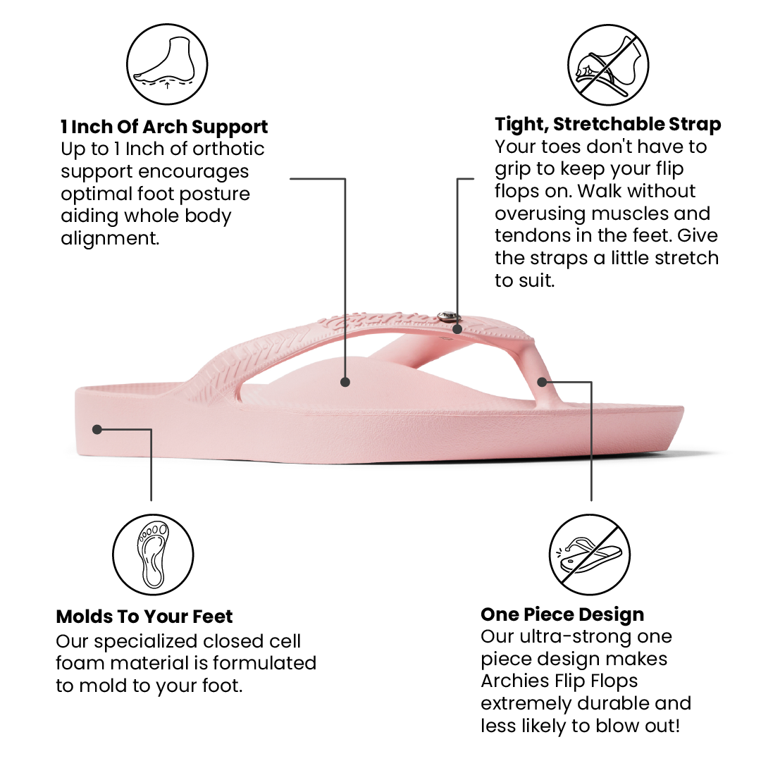Arch Support Flip Flops - Classic - Crystal Pink - Daily Vacation Sandals