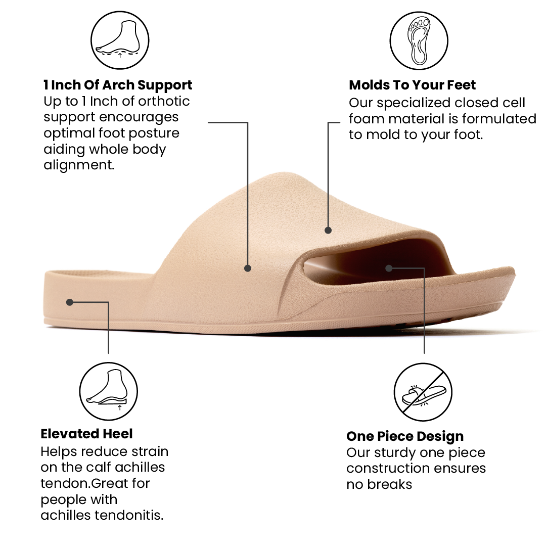 Arch Support Slides - Classic - Tan - Summer Soft Strap Sandals