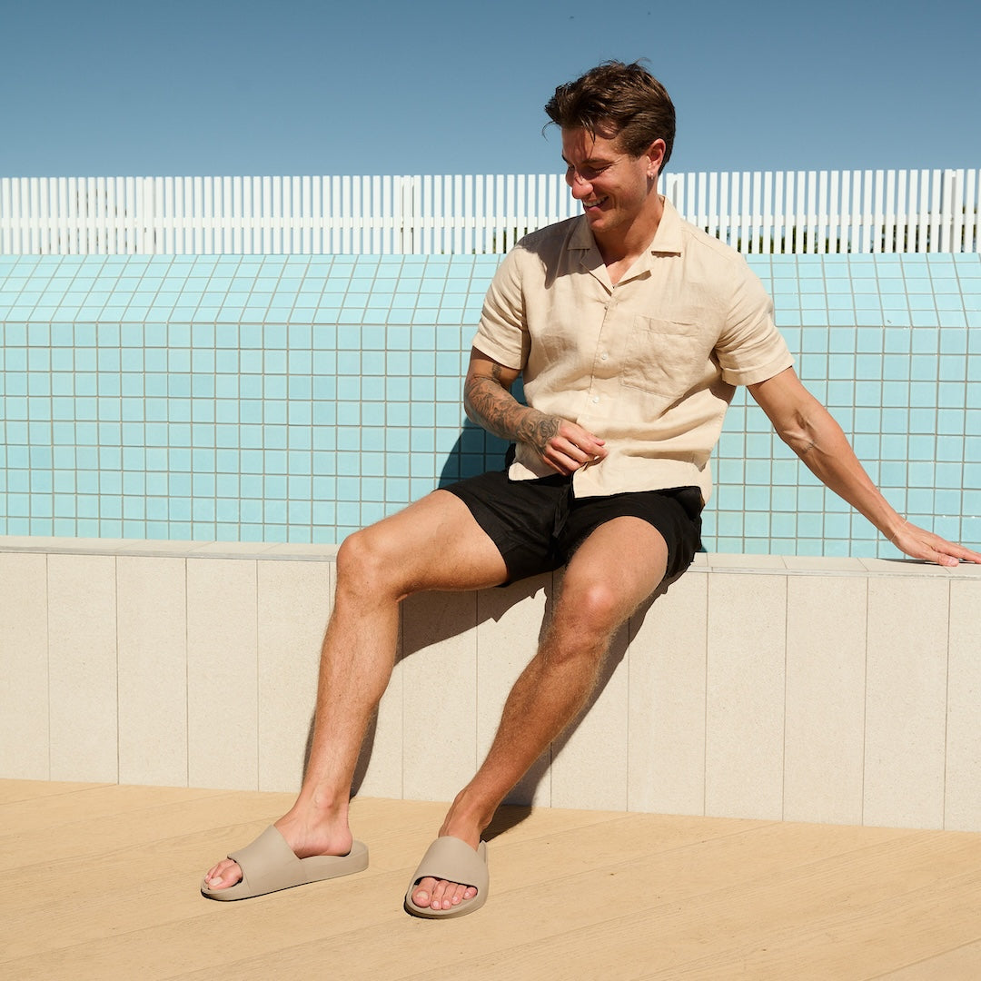 Arch Support Slides - Classic - Taupe - Daily Pool Slides