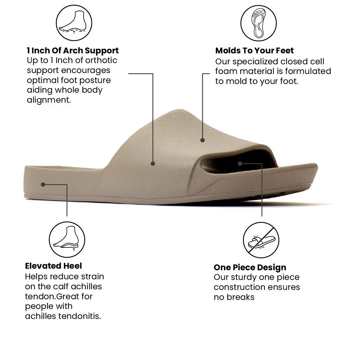 Arch Support Slides - Classic - Taupe - Daily Pool Slides