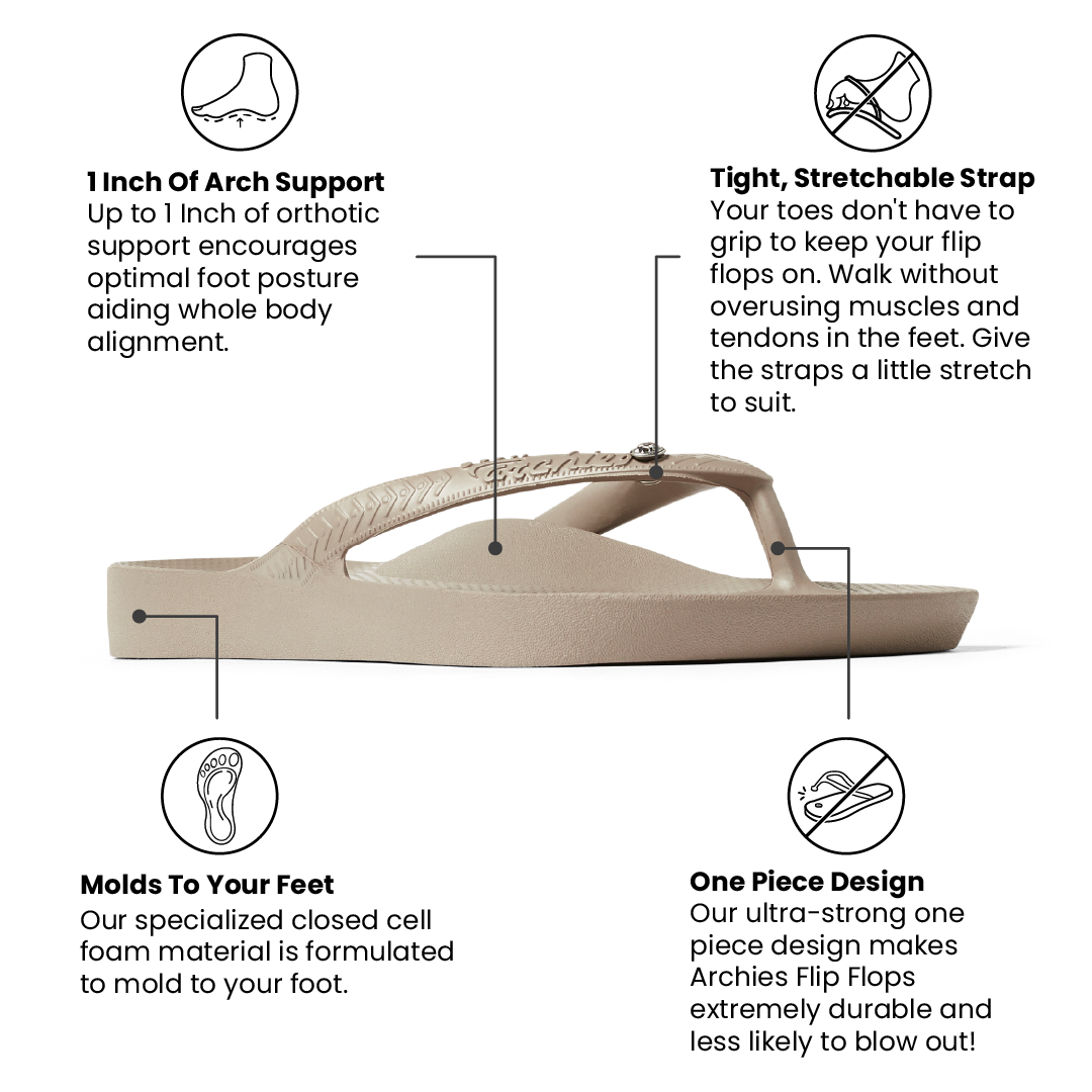 Arch Support Flip Flops - Classic - Crystal Taupe - Fresh Comfort Slides