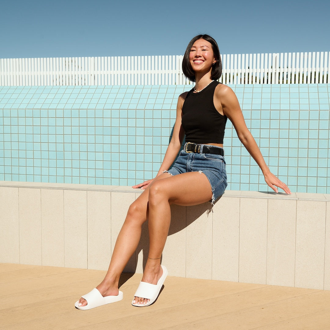 Arch Support Slides - Classic - White - Lightweight Summer Slides