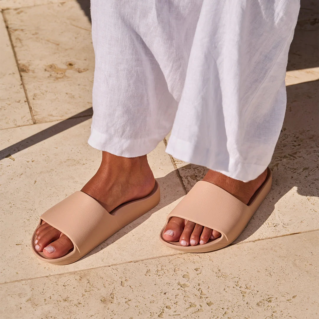 Arch Support Slides - Classic - Tan - Summer Soft Strap Sandals