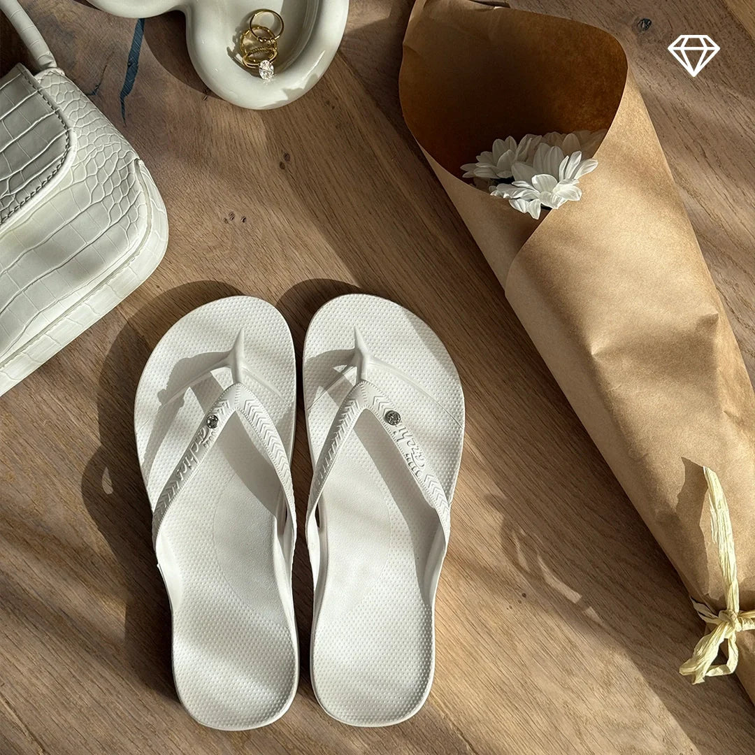 Arch Support Flip Flops - Classic - Crystal White - Walk Ready Travel Sandals