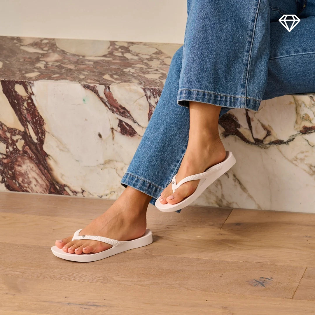 Arch Support Flip Flops - Classic - Crystal White - Walk Ready Travel Sandals